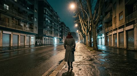 The woman in the dark coat