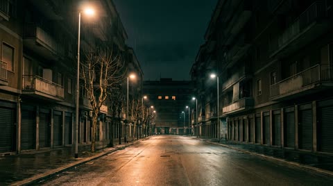 Marconi avenue, night, light rain