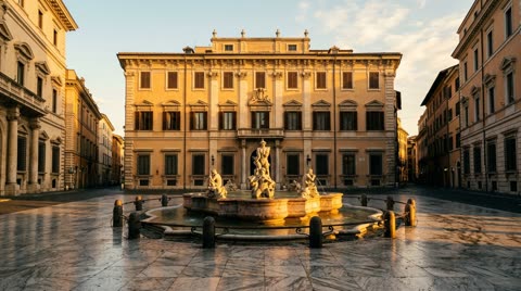 The piazza at golden hour