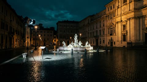 The piazza at night