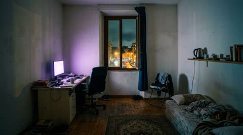 Davide's one-room flat