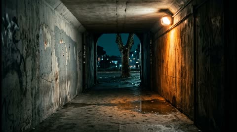 The concrete underpass