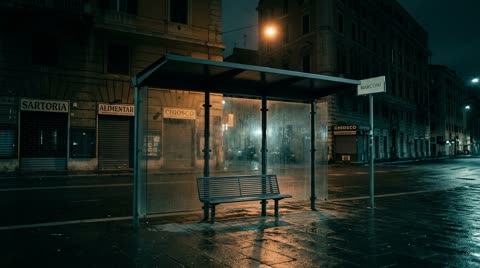 Marconi stop shelter — night