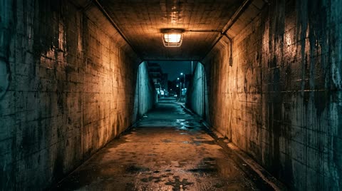 Concrete underpass — night