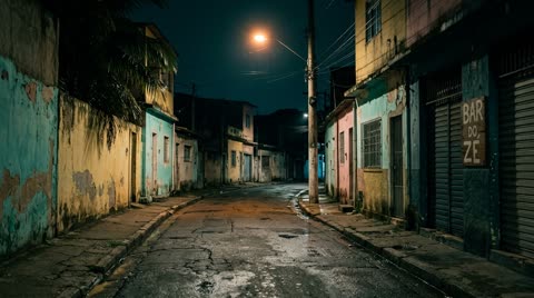 Vila Mimosa street, Rio de Janeiro — night