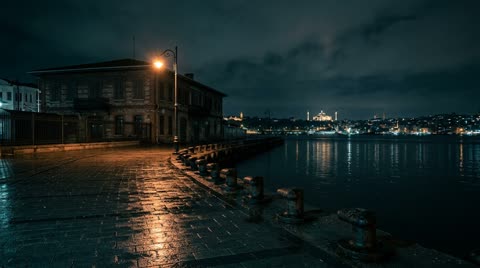 Karaköy waterfront, Istanbul — night