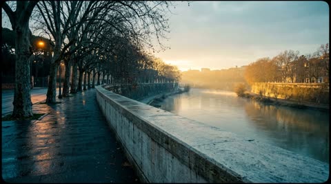 The Tiber embankment wall