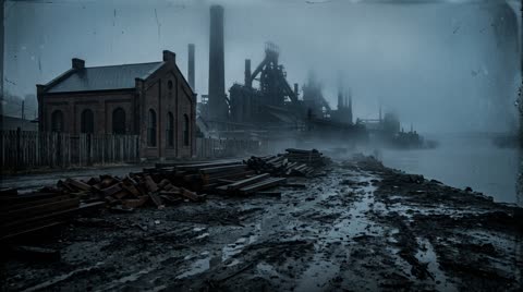 Monongahela Riverbank at the Homestead Works, Pre-Dawn