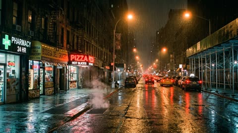 9th Avenue, Midtown, in the rain