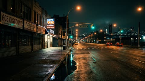 Flatbush Avenue, night