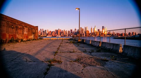 Edgewater industrial lot at sunset