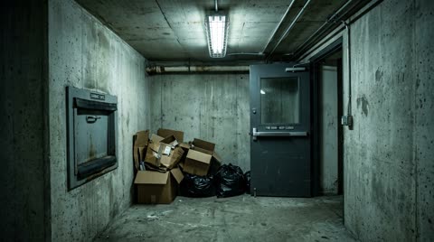 Concrete refuse room, floor 36