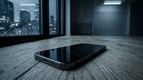 Abandoned phone on the floor