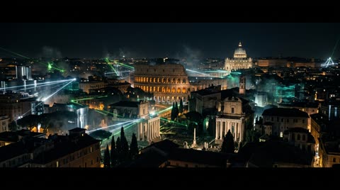 Rome Ruins Night Aerial