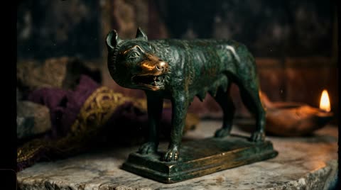 Bronze she-wolf figurine