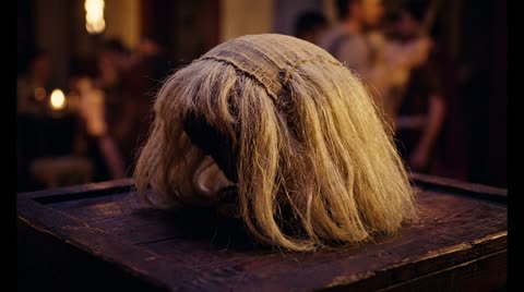 The pale-yellow wig
