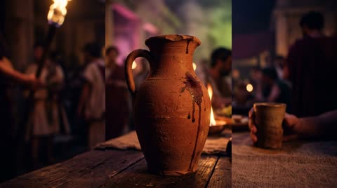 Clay wine cup and jug
