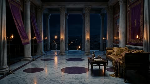 Palatine palace chamber, night