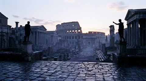 Forum at dawn beneath the amphitheatre stone