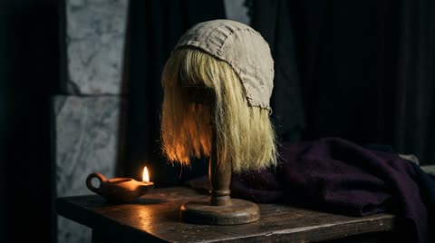 The pale-yellow wig
