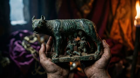 Bronze She-Wolf Statuette