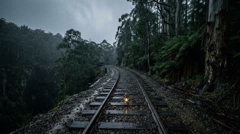 Ravine railway in rain (Part A)