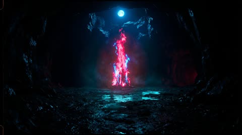 the black void with the neon fire pillar (Part B)