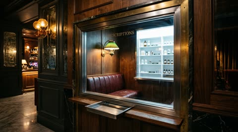 The pharmacy-window VIP booth