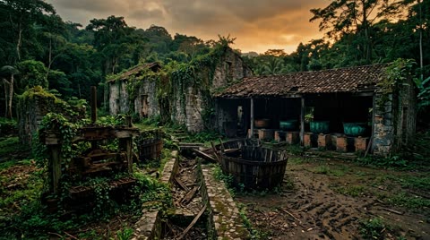 Ruined sugar mill near Córdoba (flashback and present)
