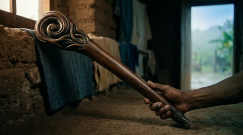 The carved staff