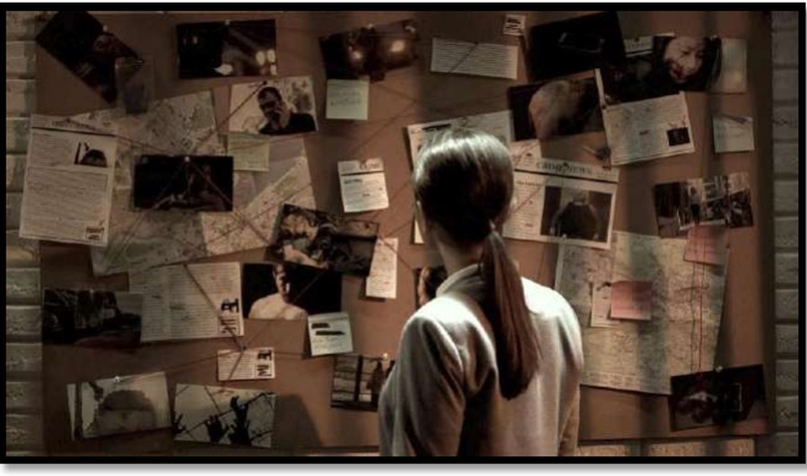 Elena at the evidence wall